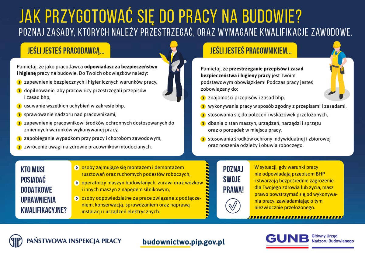 „Bezpieczna budowa” to akcja <a href="/GUNB_Urzad/">Główny Urząd Nadzoru Budowlanego</a> i <a href="/pipgip/">Główny Inspektorat Pracy</a> skierowana do branży budowlanej.
Część 8: Jak przygotować się do pracy na budowie? Poznaj zasady, których należy przestrzegać.➡️zapraszamy w środy
Udostępnij, jeśli pracujesz w branży budowlanej
👉Więcej linkedin.com/feed/update/ur…