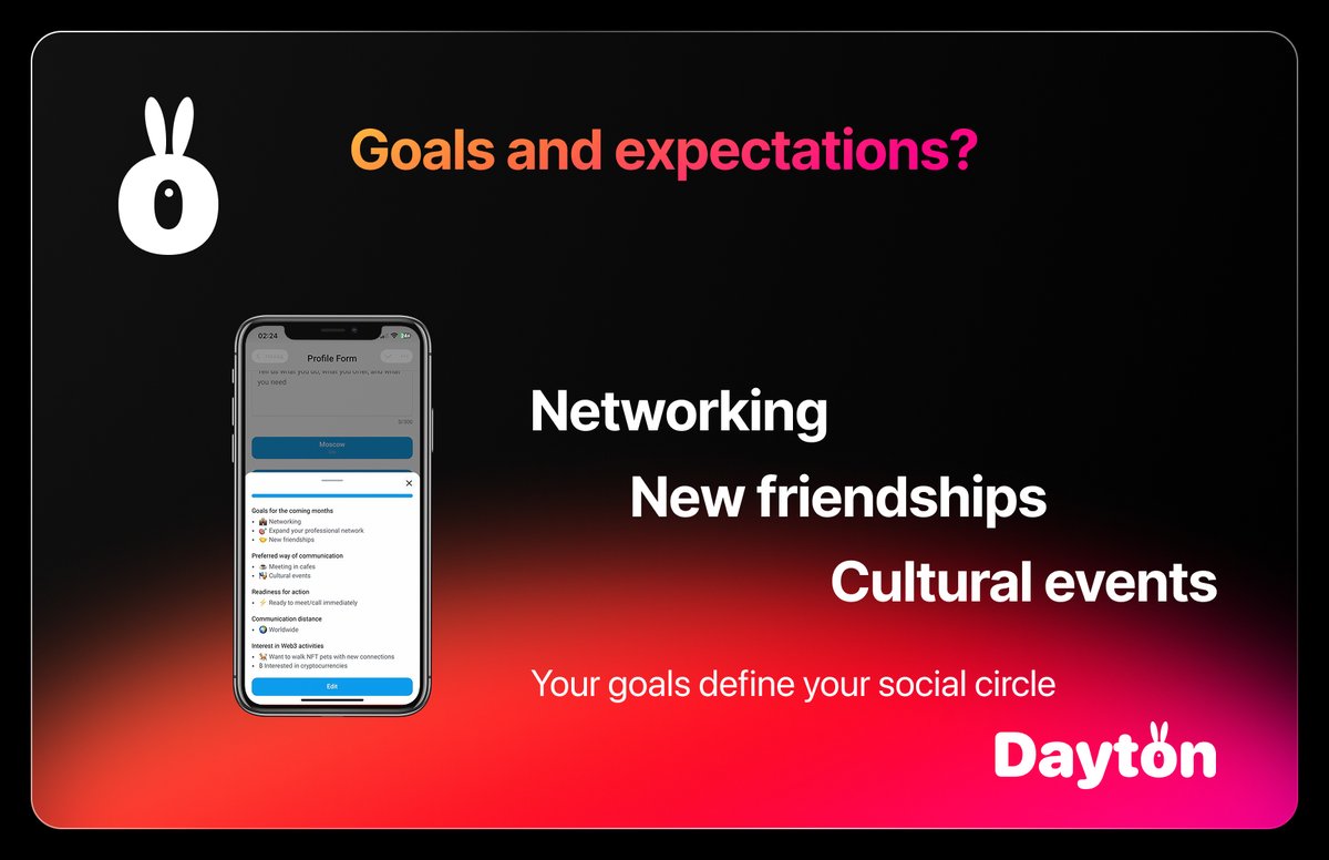 DaytonApp's tweet image. 🖼️ Customize profile with goals: Friendship or networking? Alpha testing ground for deeper features like identity building.
#Dayton #Airdrop #TON #NFT #PlayToEarn