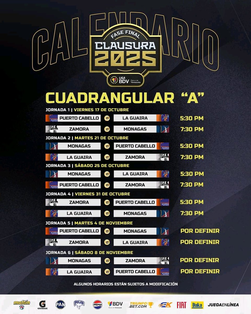 ASanchez_Sports's tweet image. La @LigaFUTVE da a conocer el Calendario y los horarios de las primeras 4 fechas del #CuadrangularFinal
#Clausura2025
#HablemosDeFutbol
#Futve