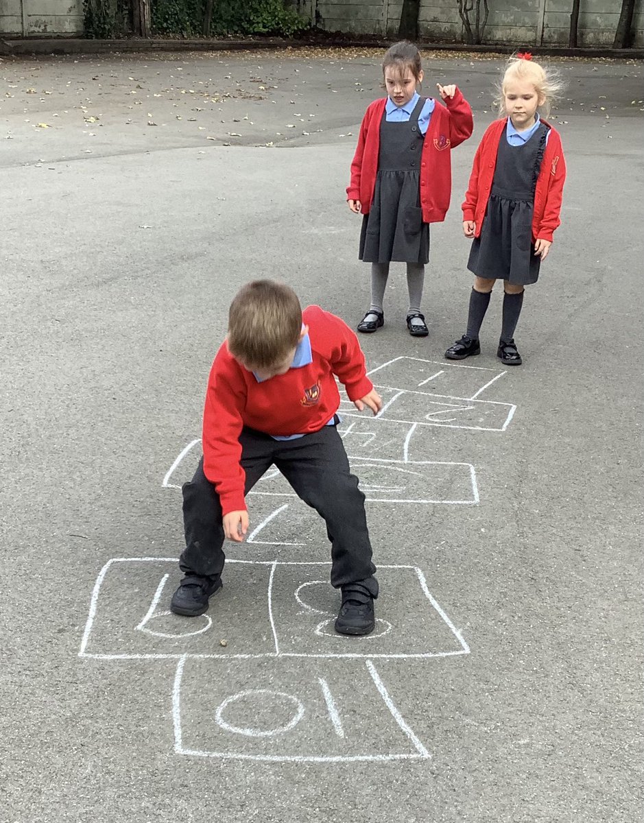 Beech Class have been experiencing life as a child in the 1950s. They spent the lesson playing hopscotch and marbles! <a href="/LT_Trust/">Learning Together Trust</a> <a href="/Haigh_St_Davids/">St. David's Haigh</a>