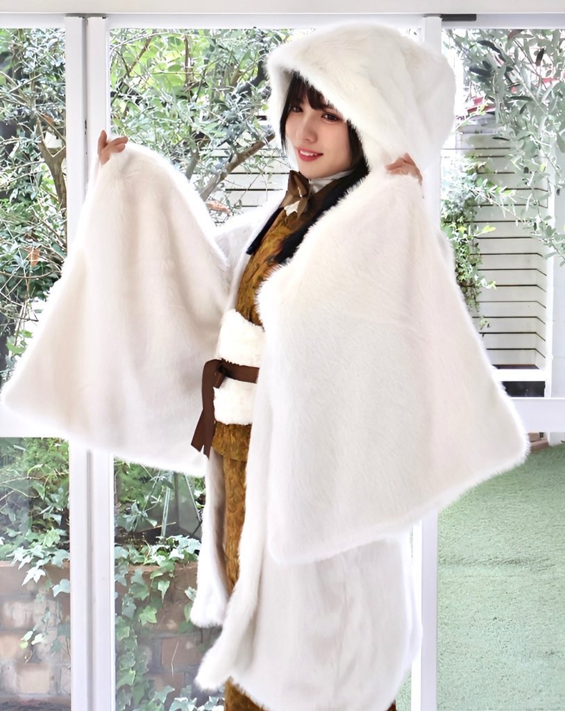 フード付きフェイクファー羽織👘 着物にも和洋折衷スタイルにもぴったり♡