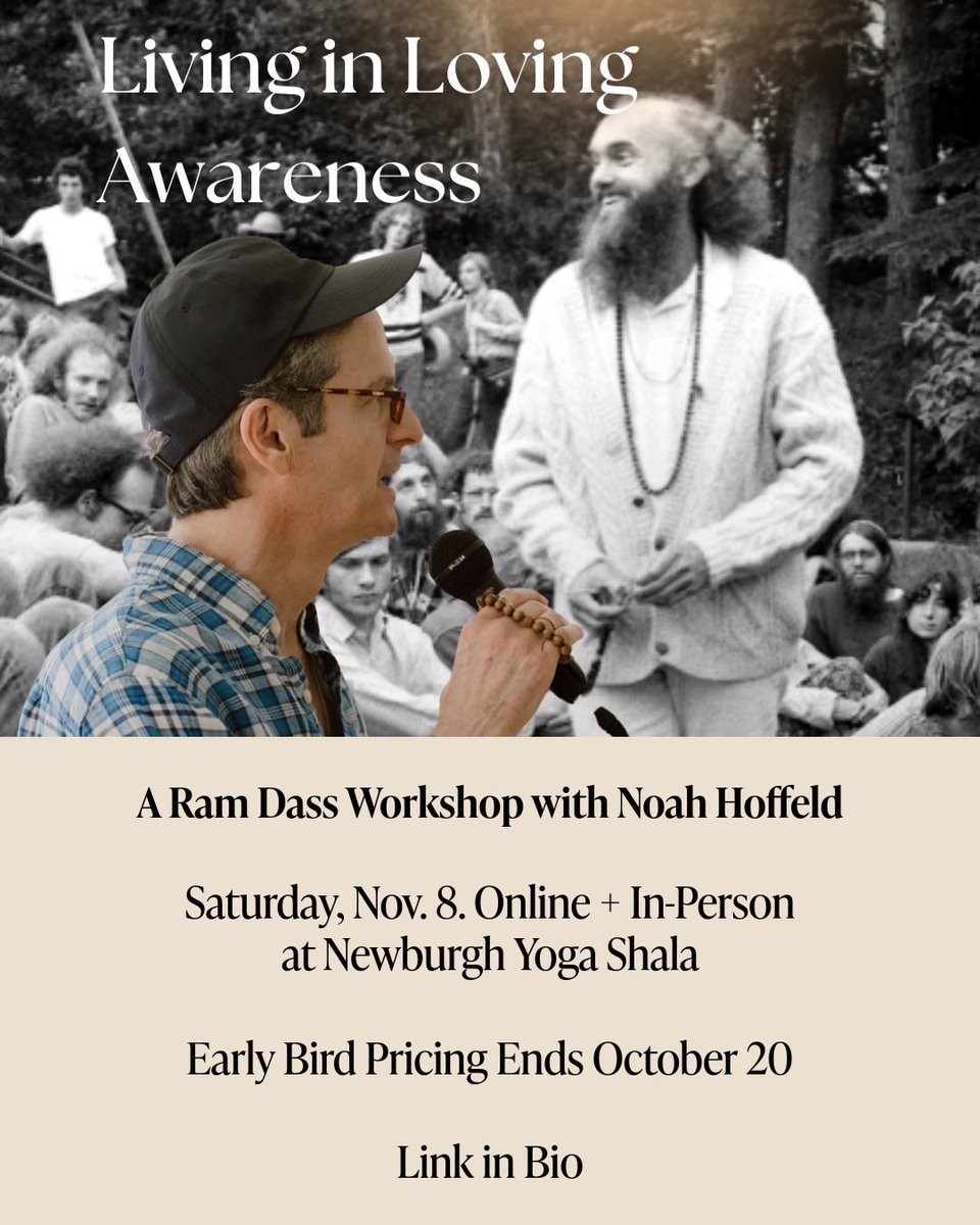 noahhoffeld's tweet photo. On Nov 8 I’ll share profound lessons Ram Dass shared with me. Online and in person at Newburgh Yoga Shala. Through music, meditation and community we’ll learn to live in loving awareness and be here now more of the time. https://t.co/avOtzQGG4y 
#RamDass #NewburghNY #beherenow https://t.co/KxV30x1jPo