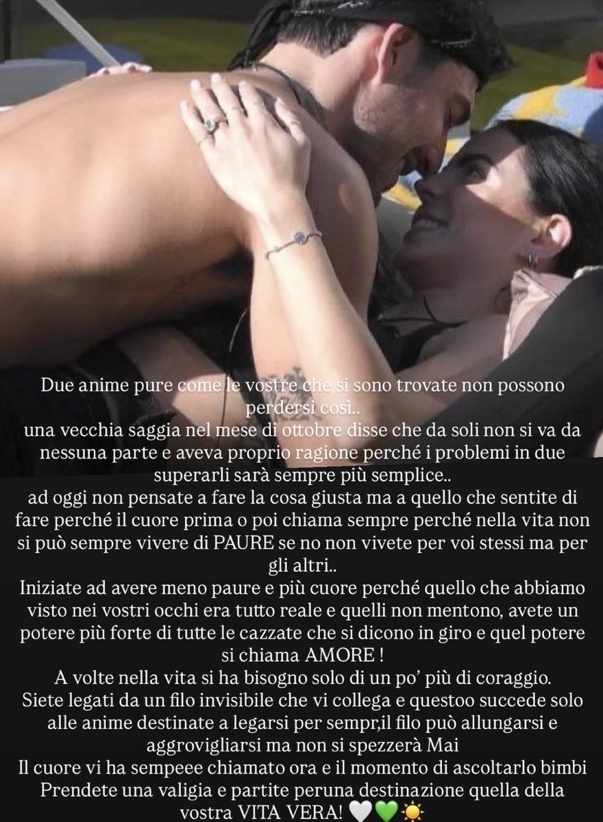 Mi dispiace che due anime come le vostre non siano state capite e sono state massacrate da un contesto mediatico che hanno dato una visione sbagliata di voi,ma voi siete più forti e potete farcela,vivetevi la vita vera 💚🤍 #shailenzo