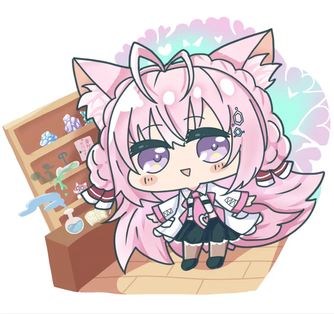 Skebで描かせていただいたこよちゃん!(博衣こより) ヴィネット風イラストに挑戦してみました!