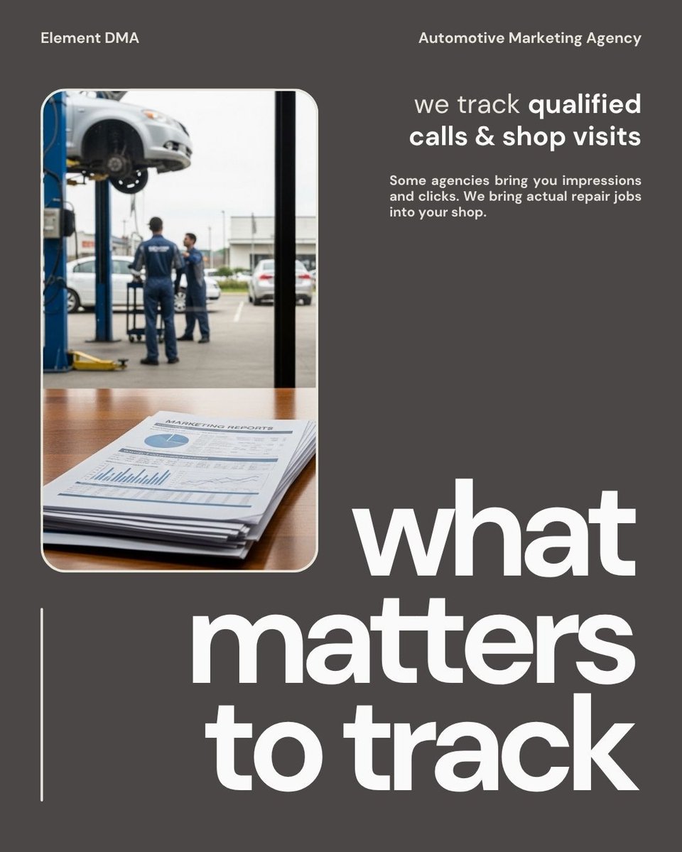 ElementDMA's tweet image. Some agencies bring impressions &amp;amp; clicks. We bring actual repair jobs.

• 100+ qualified calls/month
• Higher Google Maps rankings
• Transparent spend reports
• No hidden fees

Marketing should fill your bays, not just your analytics.

Real results &amp;gt; vanity metrics.