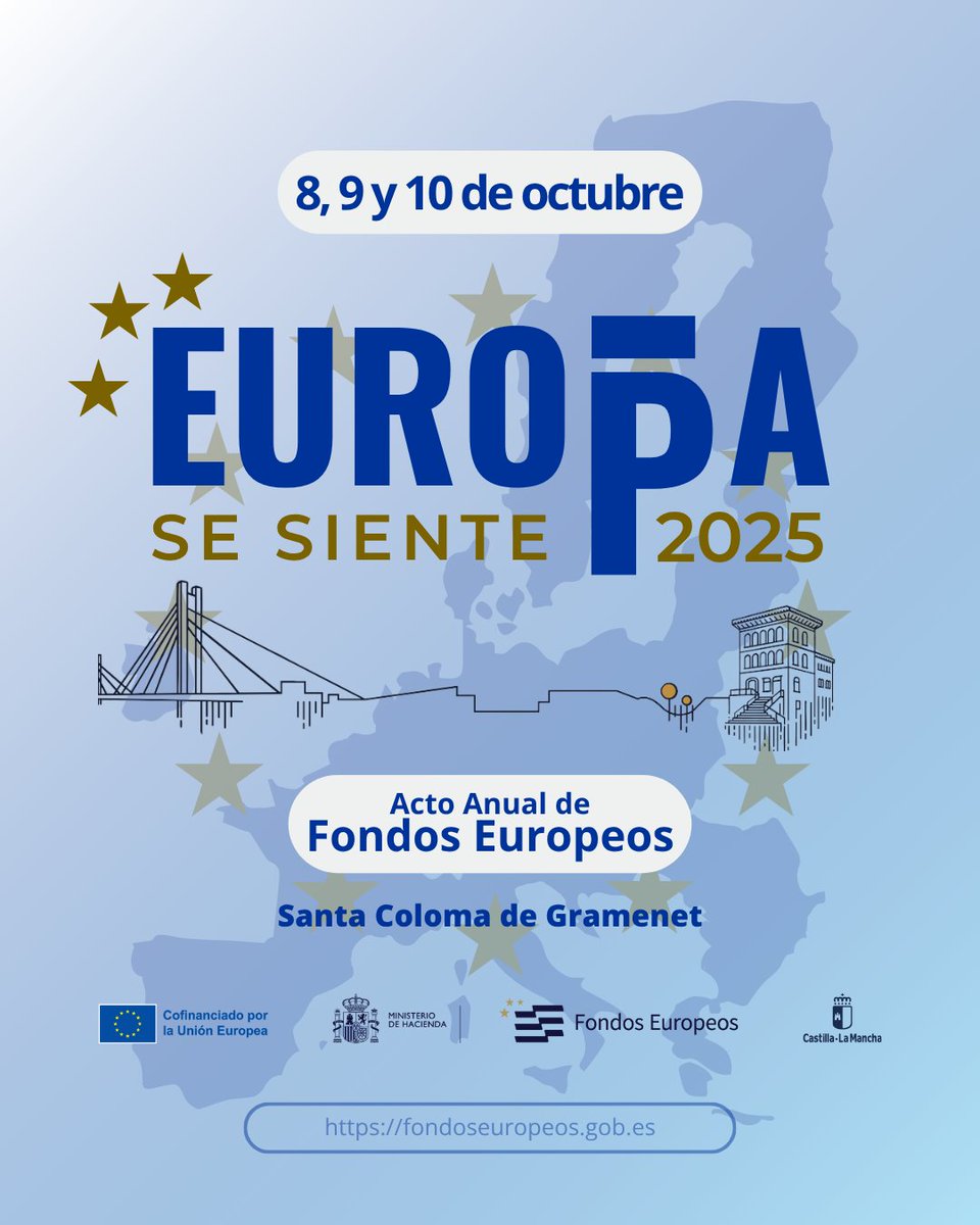 ⏰¡Estos 8, 9 y 10 Santa Coloma de Gramenet acoge el Acto Anual de Fondos Europeos donde #EuropaSeSiente!

📅Esta tercera edición se reúne para dar visibilidad a los beneficios de estos fondos

💡Damos la bienvenida a los proyectos #PRTR 

Más información: shre.ink/S9Em