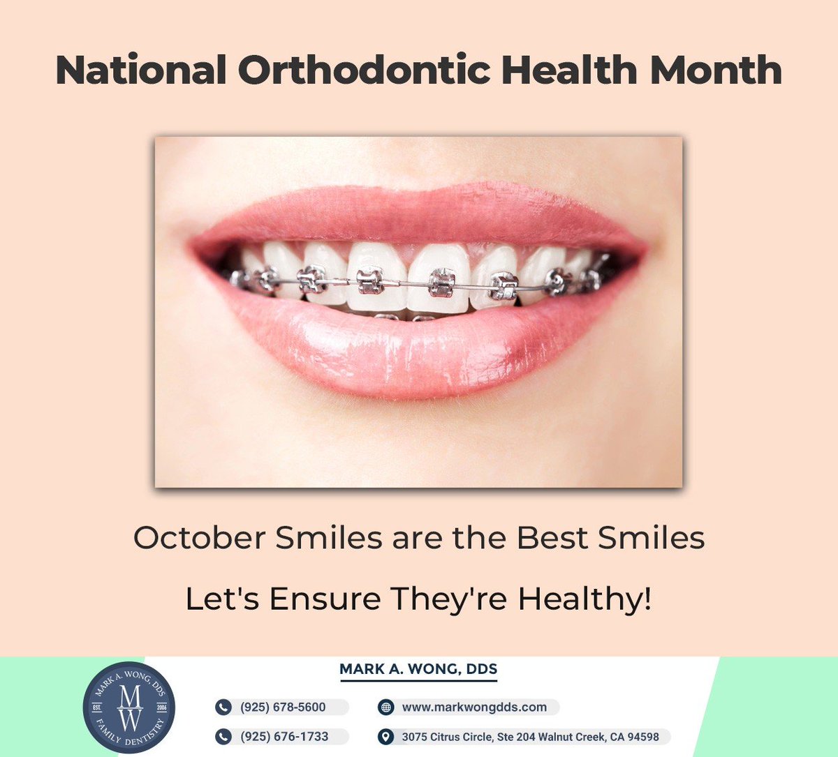 Orthodontics focuses on straightening and improving teeth to enhance their appearance, functionality, and ease of maintenance. Visit markwongdds.com to learn more. #oralhygiene #orthodontics #orthodontichealthmonth #markwongdds #walnutcreek #CA