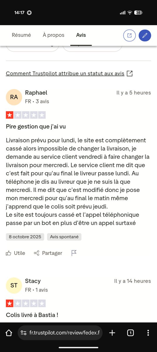 Tay_oshi's tweet photo. Ahah @FedEx vous êtes tellement éclaté au sol que j'ai voulu aller mettre un avis merdique sur vous mais regardez mon fiancé a été plus rapide https://t.co/2BFC0dG8kF