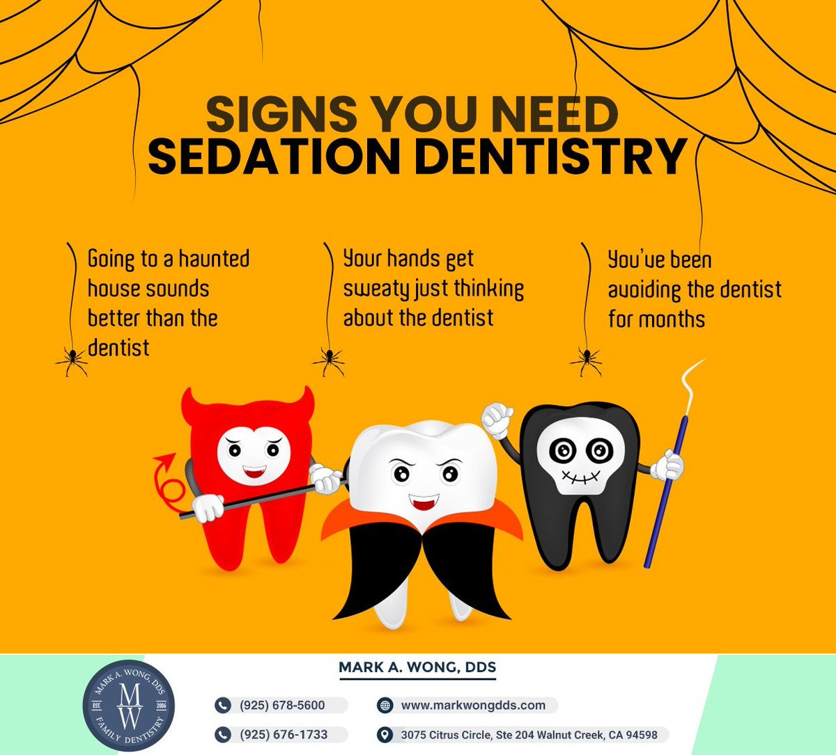 What sounds scarier? Ghosts... or sitting in the dental chair? Sedation dentistry is the ideal solution to overcome dental anxiety and get the treatment your smile deserves. Learn more at markwongdds.com #dentalsedation #markwongdds #walnutcreek #CA