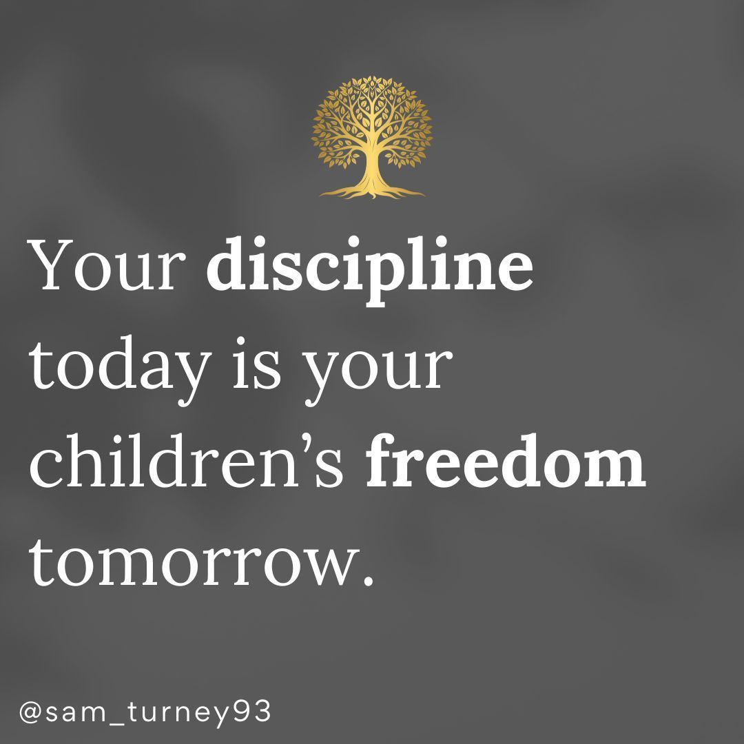 Sam_Turney93's tweet image. Your sacrifice today shapes their future. 

What’s one discipline you’re mastering? 

#GenerationalWealth #DebtFree