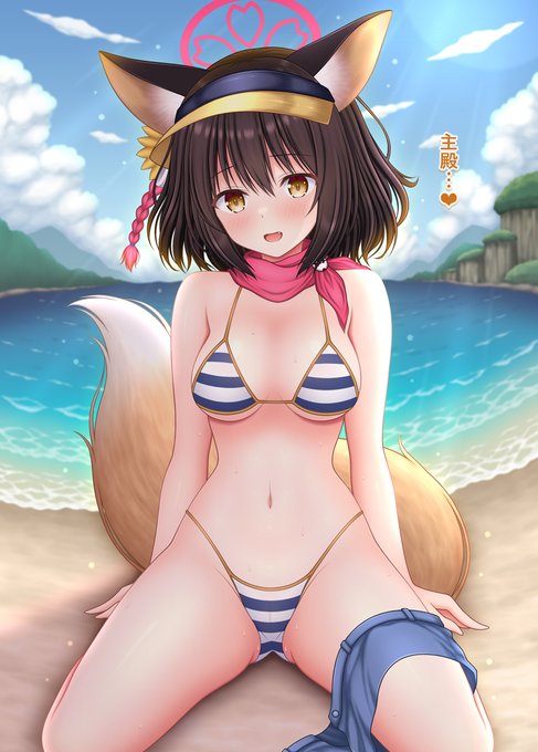 水着イズナちゃんと海で個人授業 