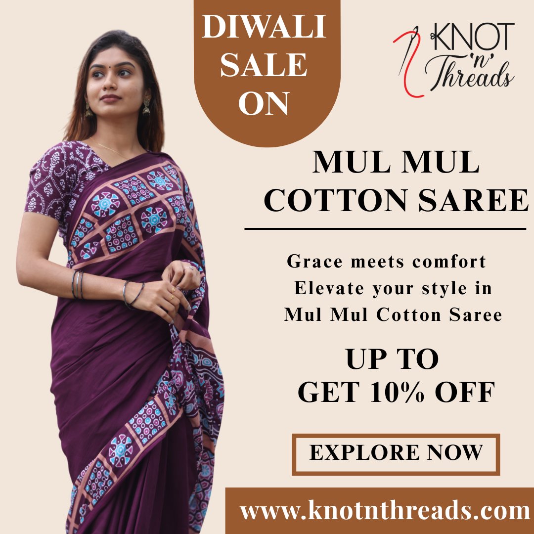 ThreadsKnot's tweet photo. 🎆 Diwali Sale On 🎉

Mul Mul Cotton Saree 

🥻Saree Code - MUL009

https://t.co/n6mxjwhZO3

Order Now 👆 👆 ���� 

Happy Shopping 🛍🛒💐💜 https://t.co/iFyisjQBPp