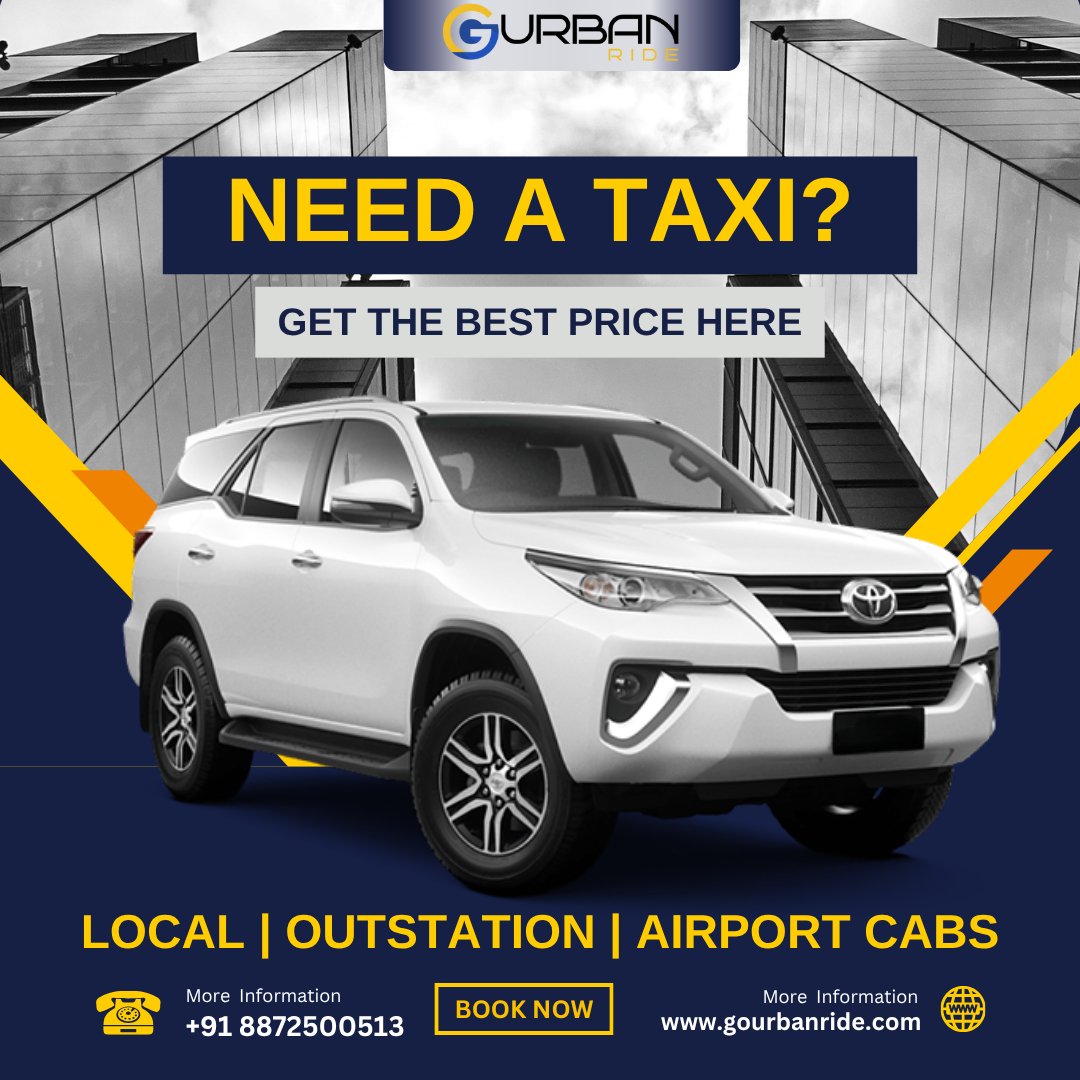 GoUrbanRide's tweet photo. Need a Taxi? Gurban Ride Has You Covered!
Book reliable Local, Outstation, or Airport Cabs at the best prices with Gurban Ride.
🕒 24/7 Service 
💸 Affordable Rates 
🚗 Comfortable Rides

📞 Contact us at: +918872500513.
🌐 Visit: https://t.co/hhvvN22raK https://t.co/Wx8O63SoRF