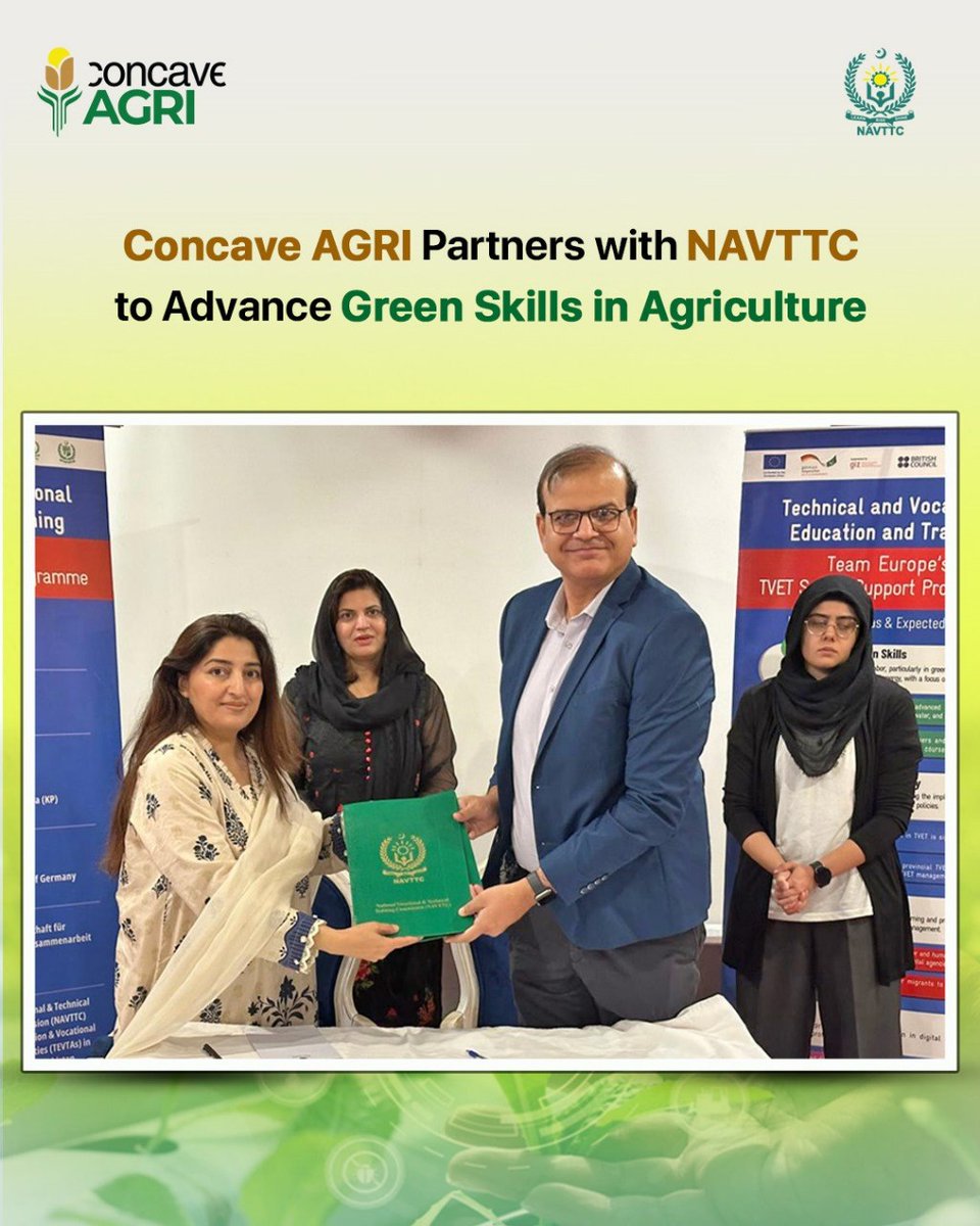 Concave_Agri's tweet image. Concave AGRI signs 5-year MoC with NAVTTC to boost technical skills, promote innovation &amp;amp; align training with Green Economy standards.

🌐 concaveagri.com | ☎ 051-111-547726

#ConcaveAGRI #NAVTTC #MoUSigning #TechnicalSkills #GreenEconomy #TeamEurope