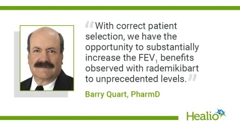 Among adults with moderate to severe asthma receiving #rademikibart, those with a high #eosinophil count plus high fractional exhaled #nitric #oxide had the largest improvements in #FEV1 and #asthma control. healio.com/news/allergy-a…
