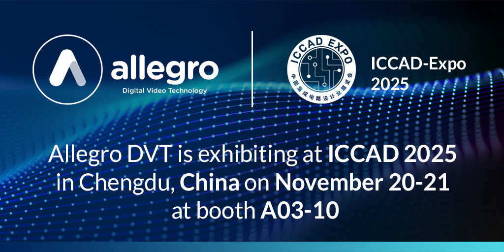 AllegroDVT's tweet image. Allegro DVT is excited to join ICCAD 2025 in Chengdu, China, on November 20–21.
 

Visit us at Booth A03-10 to discover our latest innovations in Video Analysis and AI-driven Pixel Processing, and learn how our technologies can empower your next-generation solutions.