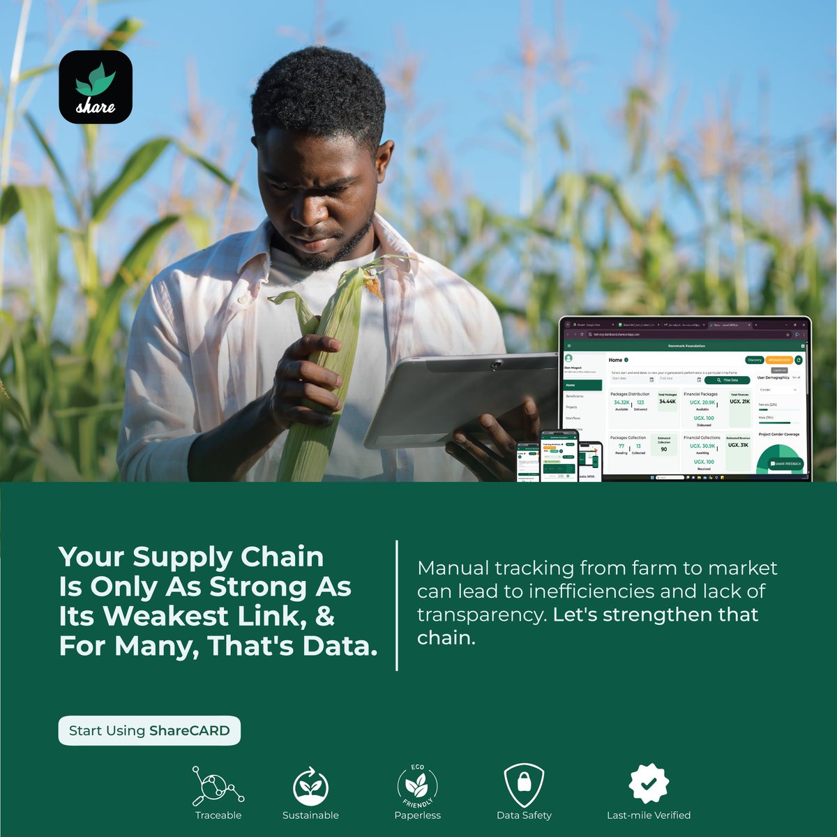 sharecard_app's tweet image. Your supply chain is only as strong as its weakest link, and for many, that&apos;s data. Manual tracking from farm to market can lead to inefficiencies and lack of transparency. Let&apos;s strengthen that chain.
#SupplyChain #FarmToMarket #AgricultureLogistics #DataFlow
