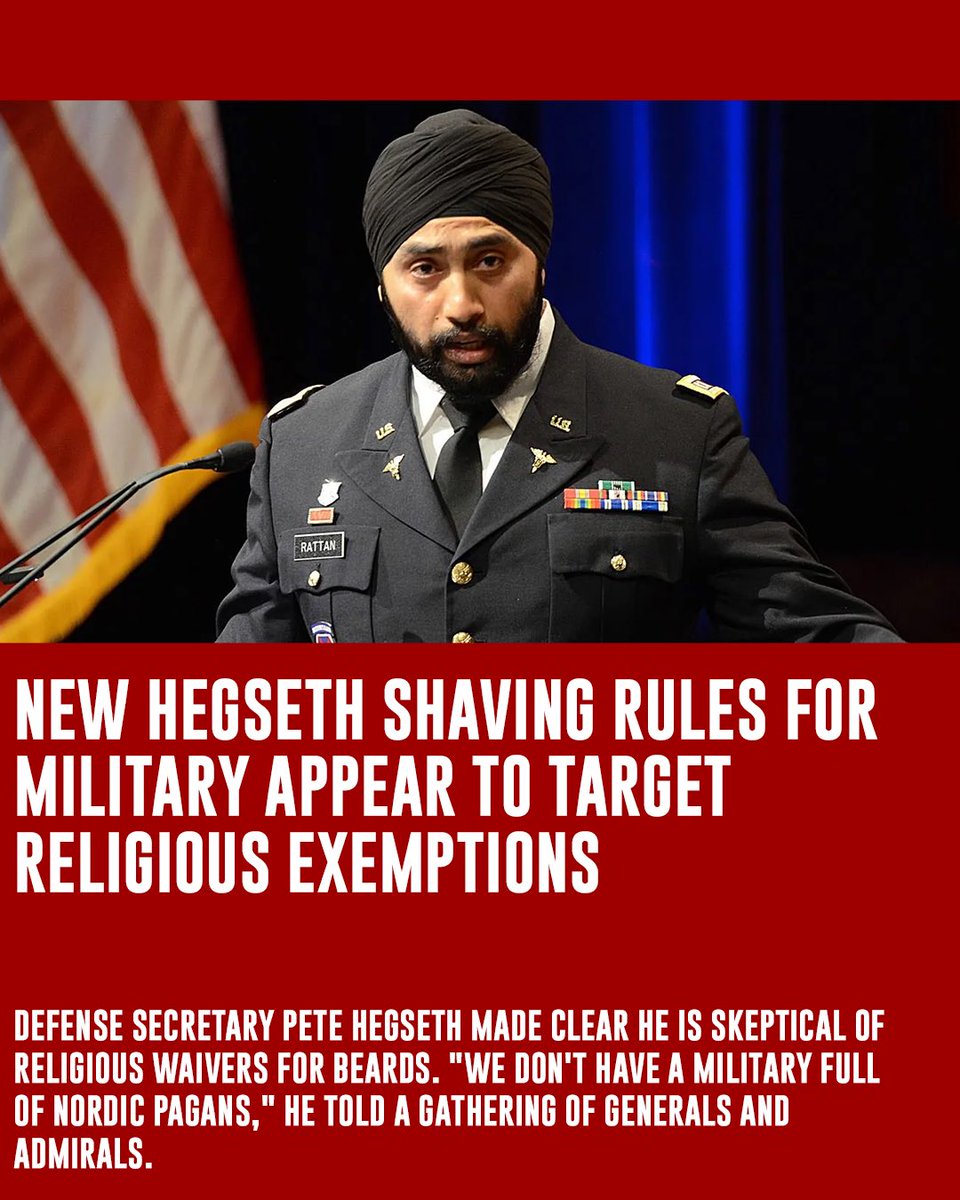 TaskandPurpose's tweet image. Hegseth's grooming directive is already reshaping how religious beard waivers are handled today. Full story: trib.al/J48VTDr

#militarynews #petehegseth #policychange