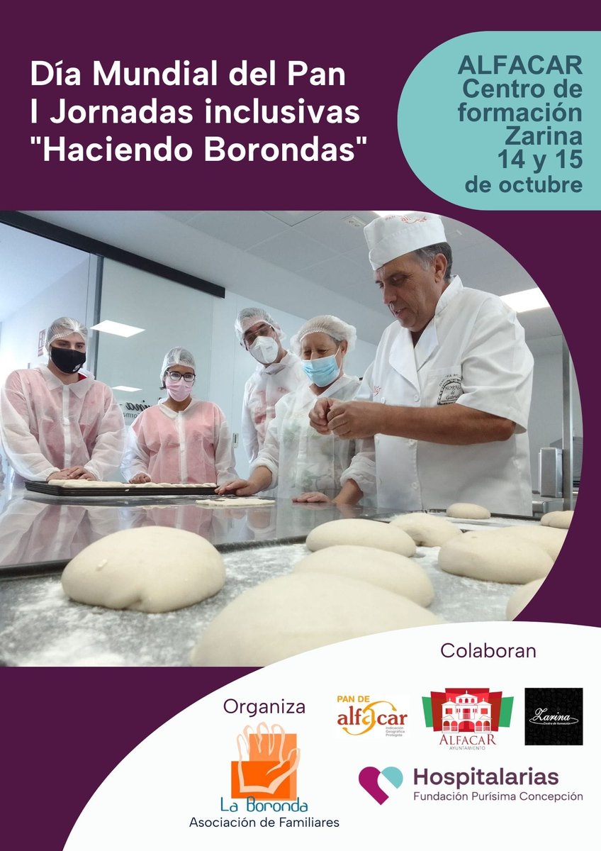 🥖 Celebraremos el Día Mundial del Pan con las I Jornadas Inclusivas “Haciendo Borondas” 🍞

Personas de nuestros centros elaborarán el auténtico Pan de Alfacar en el Centro de Formación Zarina, compartiendo tradición, aprendizaje e inclusión.

🤝 Gracias a @AytoAlfacar