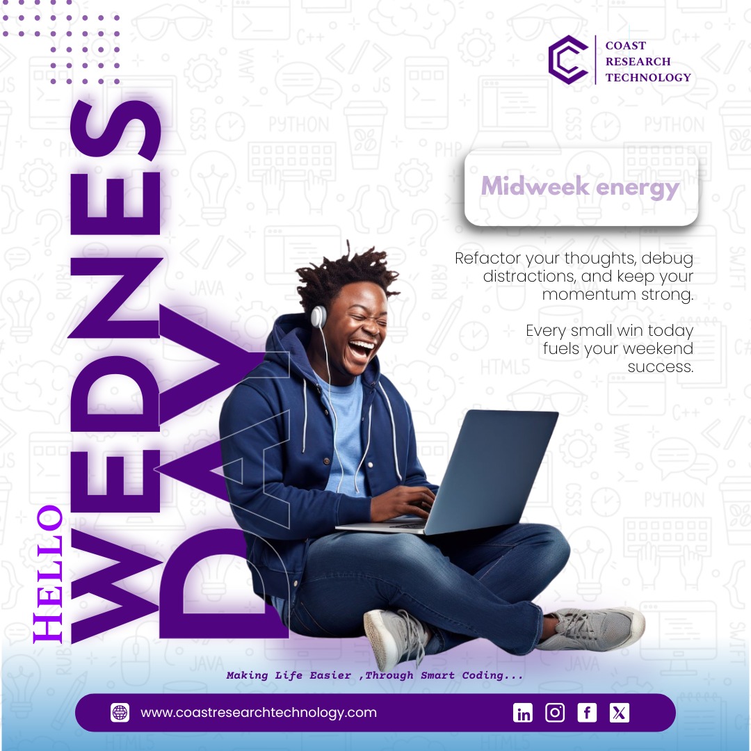 coast_research's tweet image. Midweek mode: ON 💻
Refactor, focus, and keep shipping greatness. 🚀
#HelloWednesday #DevFlow #CoastResearchTechnology #Coastechy