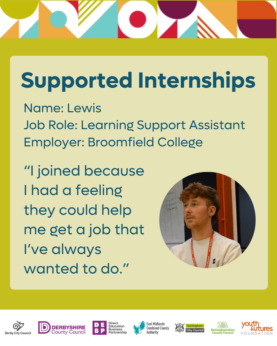 Youth Voice D2N2 (@youthvoiced2n2) on Twitter photo 📷Supported Internship Video Campaign 📷
Lewis is a Learning Support Assistant <a href="/derbycollege/">Derby College</a> Broomfield College. He is one of eight amazing young adults, filmed on their Supported Internships, talking about their experiences.
View the full video at youtu.be/-1MZQxtcQFc 📷Supported Internship Video Campaign 📷
Lewis is a Learning Support Assistant <a href="/derbycollege/">Derby College</a> Broomfield College. He is one of eight amazing young adults, filmed on their Supported Internships, talking about their experiences.
View the full video at youtu.be/-1MZQxtcQFc