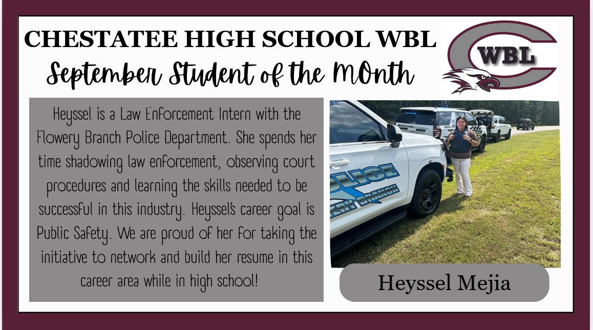 chestatee_wbl's tweet photo. @GeorgiaWBL1 @chswareagles1 @Hall_Schools @Hallcounty_wbl We are so proud of this student and all her accomplishments! We know her future is bright! #wblworks https://t.co/qXwDtGn5TT