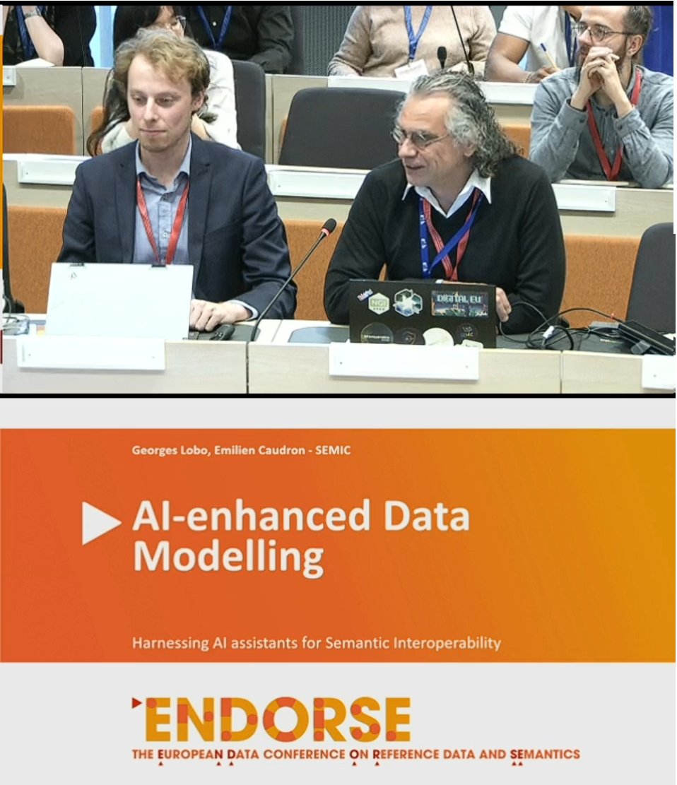 InteroperableEU's tweet photo. At #ENDORSE2025, our #SEMICTeamLeader Georges Lobo and @PwC Senior Technology Consultant Emilien Caudron have started to share their experience on the use of #AI Assistants in achieving #semantic #interoperability in #Datamodelling.
Follow it live here!
๐https://t.co/IbyD0jjty4 https://t.co/axqiDuEsHO