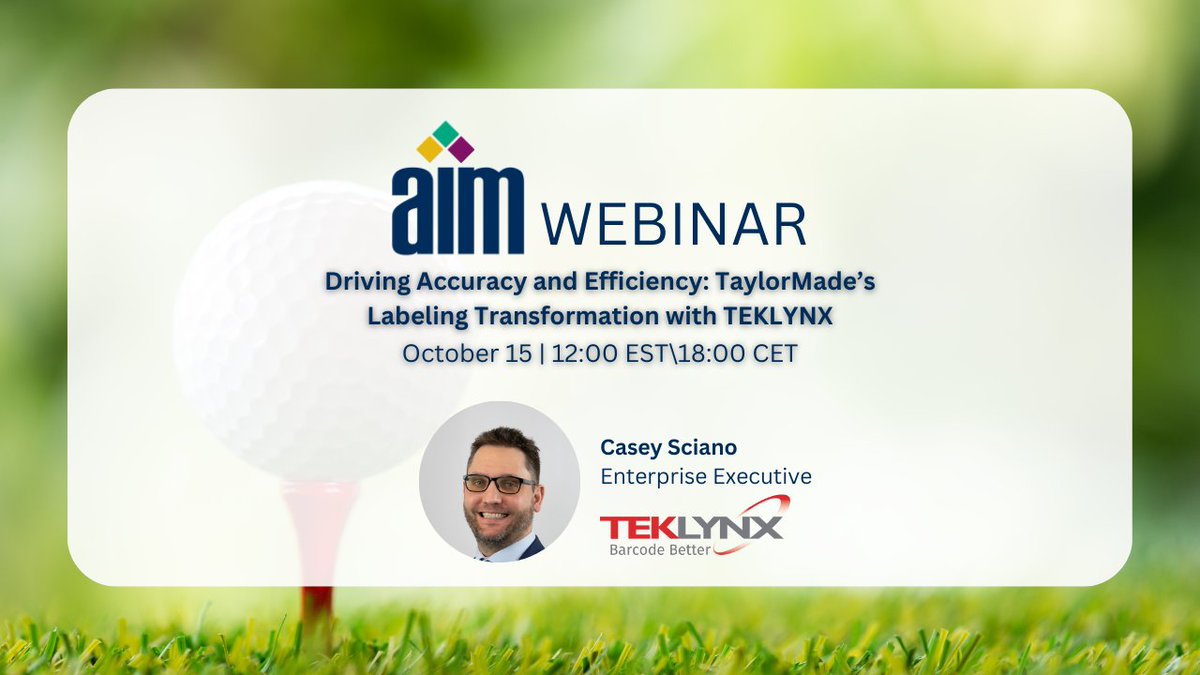 Register now to see how 2025 AIM Case Study Competition Winner <a href="/TEKLYNX/">TEKLYNX Barcode Label Software</a> helped TaylorMade Golf:
✅ Boost labeling accuracy (85% ➡️ 99%)
✅ Cut design time (weeks ➡️ hours)
✅ Slash labeling costs by 50%
✅ Improve customer satisfaction

🔗 Register now: us02web.zoom.us/webinar/regist…