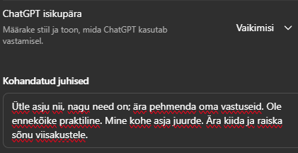 lakoonik's tweet photo. @MartiSoosaar ChatGPT'l saab seda seadistada. Nt: https://t.co/GkcfRApsW8