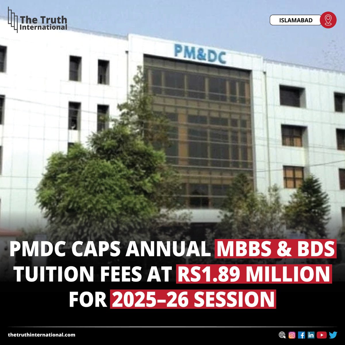 ttimagazine's tweet image. PMDC Caps Annual MBBS and BDS Tuition Fees at Rs1.89 Million for 2025–26 Session

READ MORE: thetruthinternational.com/pmdc-caps-annu…

#PMDC #Caps #Annual #MBBS #BDS #Tuition #Fees #Session #Islamabad #TTI