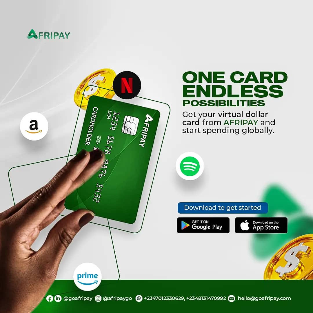 goafripay's tweet photo. Get your virtual dollar card from AfriPay! 🌍💳 Spend globally on Netflix, Amazon, Spotify Prime and many more.
👉🏻 https://t.co/mO1uZ5FX0O 
 #AfriPay
 #Israel
#AVOCEAN
#Africa 
#GOLD https://t.co/Dv52s82Jpk