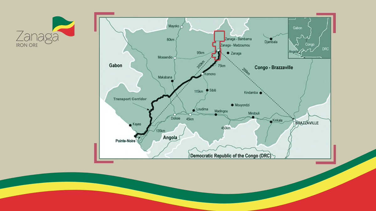 Zanaga_Iron_Ore's tweet photo. 🗺️ Understanding our location ⤵️

The Zanaga Iron Ore Project is situated in the south-west of the Republic of Congo, in the Lékoumou Department.

📍 Approximately 30 km west of the regional town Zanaga.
📍 Approximately 300 km north-east of Pointe-Noire, the main port city.
📍 And approximately 250 km north-west of Brazzaville, the capital.

The project's proximity to major export routes via the port of Pointe-Noire will serve the Zanaga Iron Ore Project well as we look to bring our high-grade iron ore product to global markets.