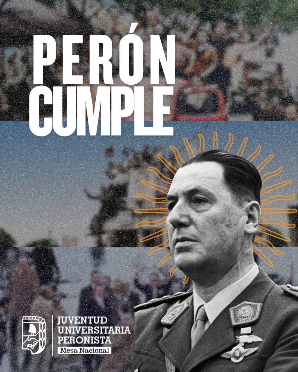 💙🇦🇷A 130 años de Perón y Evita, seguimos construyendo la Patria justa, libre y soberana.
​Somos la fuerza de la juventud y trabajadores, garantía de justicia social y soberanía.
​¡A organizarse y luchar!
​#Perón130Años #JuventudPeronista #LealtadPeronista 💪🔥