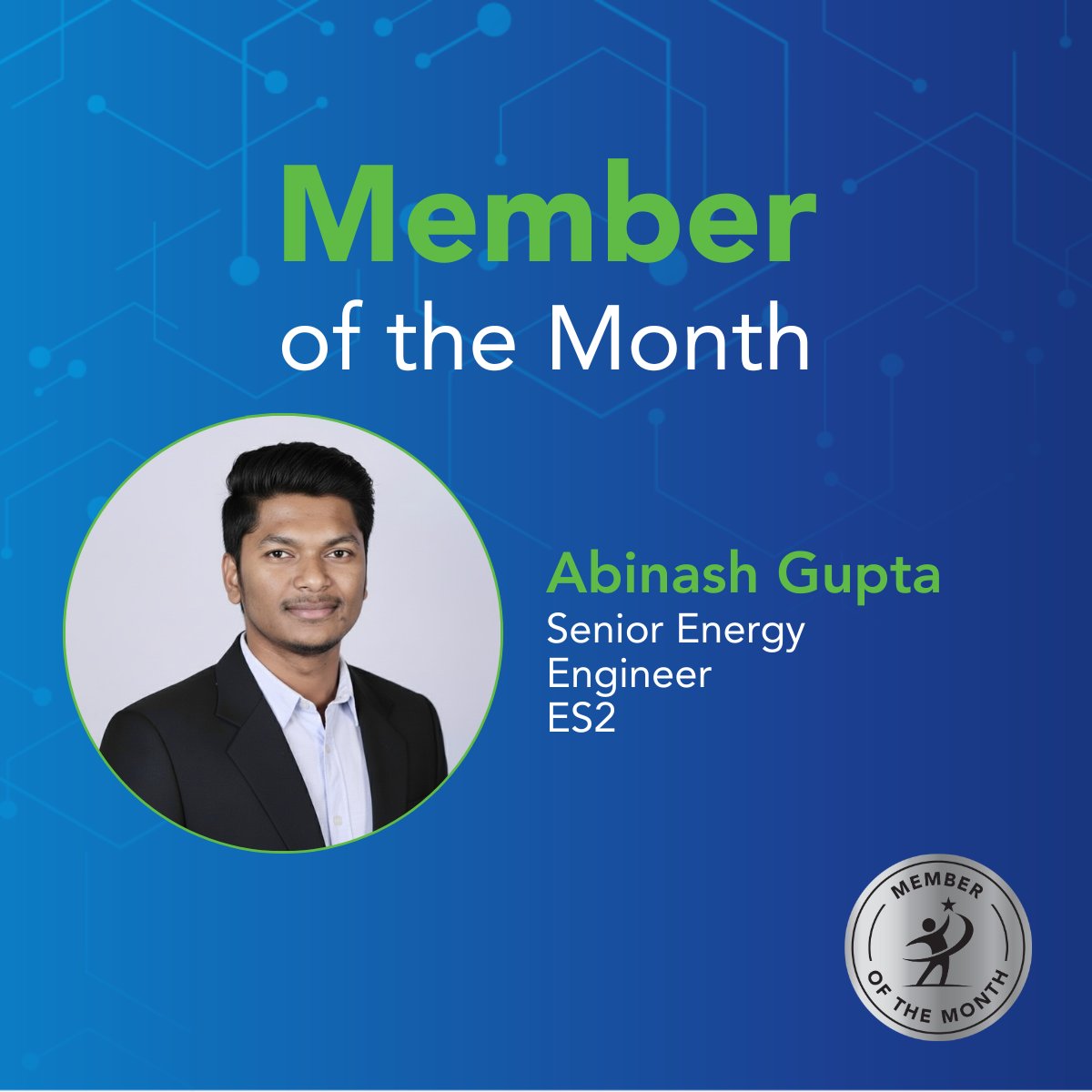 Meet our Member of the Month, Abinash Gupta, a Senior Energy Engineer at ES2 who's making a significant impact on energy efficiency and sustainability! Learn more about Abinash: loom.ly/StxFzBY