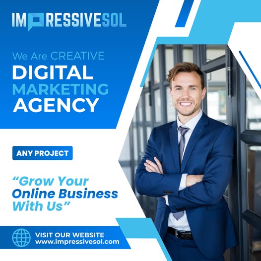 🚀 Take your business to the next level! We offer branding, SEO &amp; social media marketing. 🌐
🌟 "Grow Your Online Business With Us"
👉 impressivesol.com
#DigitalMarketing #SEO #MarketingAgency #GrowWithUs