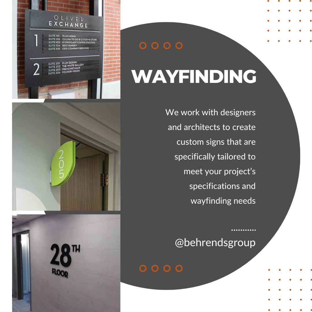BehrendsGroup's tweet image. Lost without signs?
Wayfinding is essential—but it doesn’t have to be ordinary.
We create custom signage with vibrant colors, fonts & materials tailored to your project.
#Wayfinding #Design #Wayfinding #CustomSigns #SignageDesign #ArchitecturalSignage #DesignThatGuides