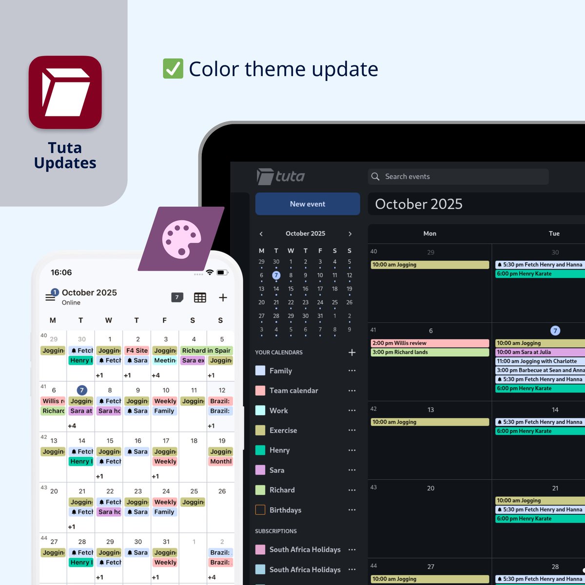 TutaPrivacy's tweet image. Did you notice Tuta's new colors? We've already heard great feedback, particularly about the blue dark theme. 💙 What are your thoughts about this update?!
✨ New color themes
✨ Apply dark mode to emails even if they contain colors
✨ Auto-save drafts
The last one is not…
