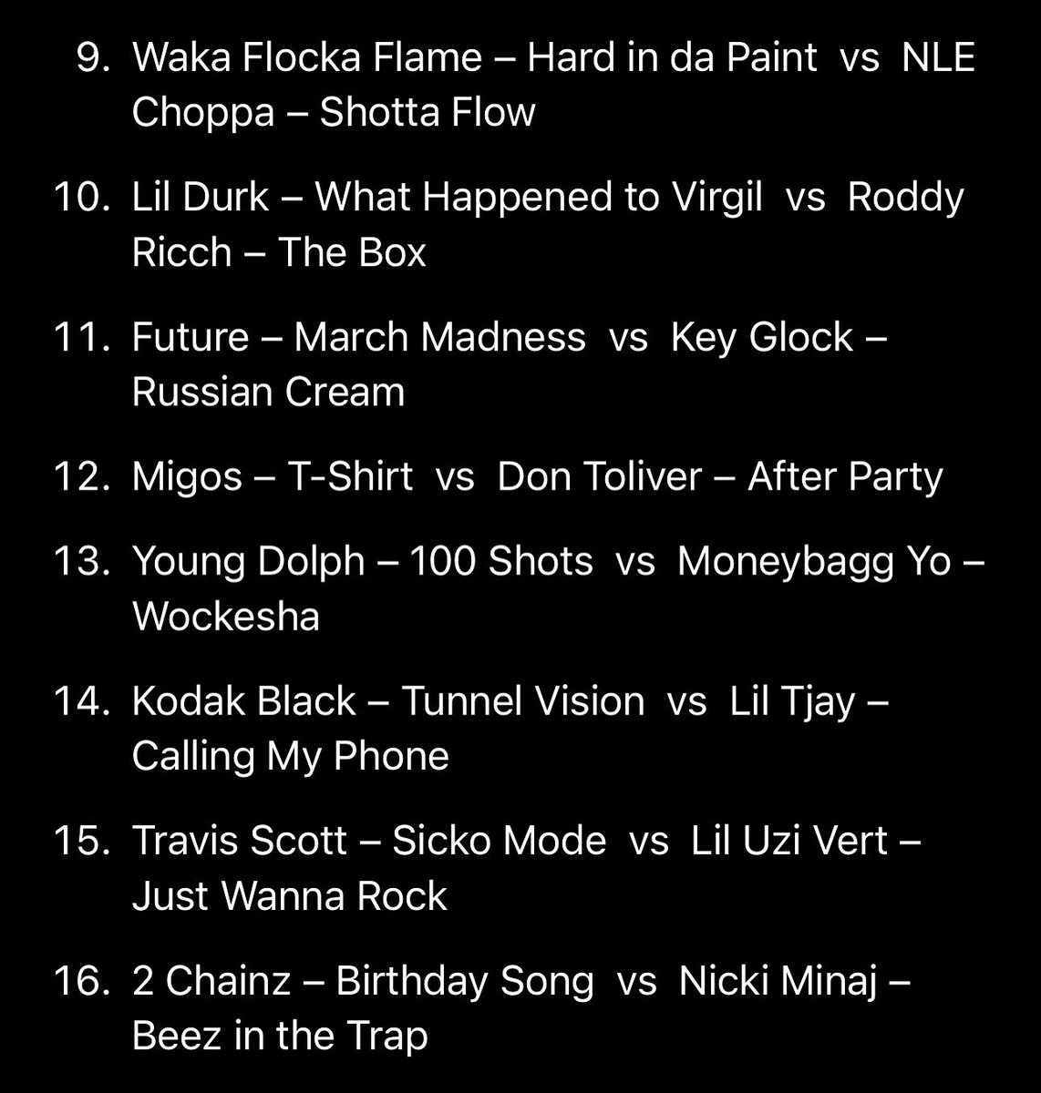 NobotThoughts's tweet photo. Trap Olympics. Today’s Match Ups. Go vote on my instagram. ANMLTALK https://t.co/MqMsiiPASD