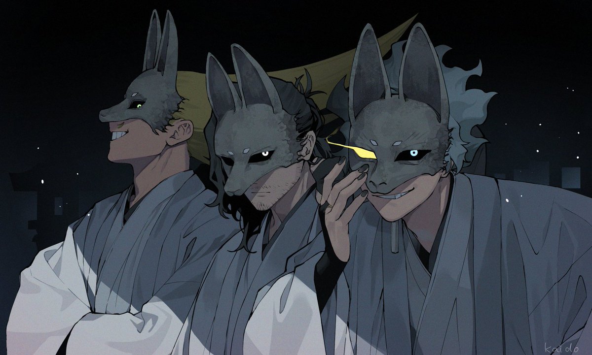 某ホラゲーの狐面パロ