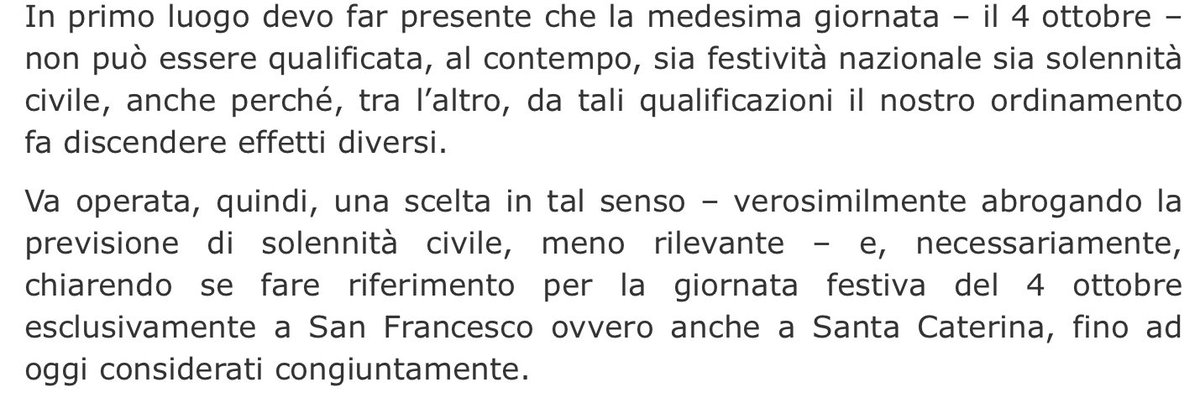 Un passaggio della lettera di Mattarella alle Camere sul pasticcio San Francesco-Santa Caterina.
Una storia tutta italiana.