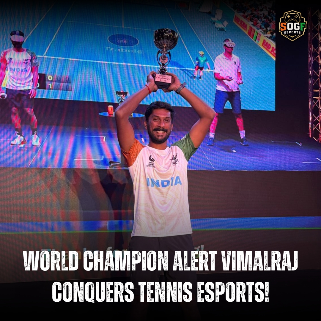SogfEsports's tweet image. Vimalraj Jayachandran does it for India!
Crowned the Tennis Esports World Champion at the global finals in Las Vegas, he served up a masterclass on the virtual court!

👏🏽👏🏽 A proud moment for the nation 🇮🇳

#GameSetMatch #EsportsChampion #TennisEsports #ChennaiPride #SOGFEsports