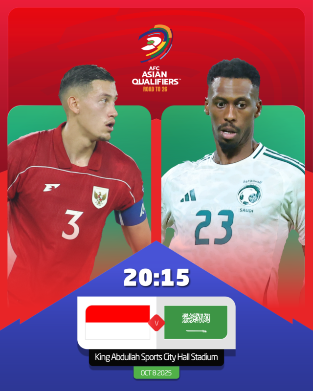 afcasiancup's tweet photo. 𝗠𝗔𝗧𝗖𝗛𝗗𝗔𝗬

🇮🇩 Garuda and 🇸🇦 Green Falcons look to take a leap and soar towards #FIFAWorldCup! 🦅

#AsianQualifiers | #IDNvKSA https://t.co/l0tXciUBj7