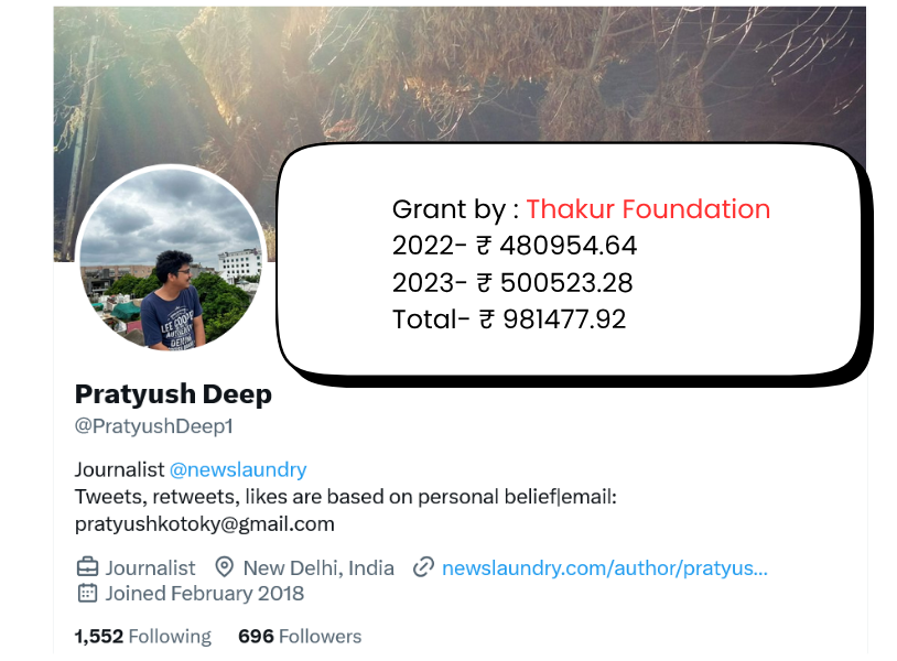 vijaygajera's tweet photo. 8. LUBHYATHI RANGARAJAN from IPSMF funded article-14 has received ₹12 lakh.

Chahat Rana, who works for Turning Point, has received ₹12 lakh.

Parth Meena Nikhil has received ₹10 lakh.

Pratyush Deep Kotoky from Newslaundry recived₹ 10 Lakh
