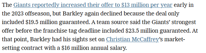 MrBaddog7676's tweet photo. For those of you who STILL think Joe Schoen and The Giants didn't offer Barkley a contract https://t.co/6Sz0Haigdy