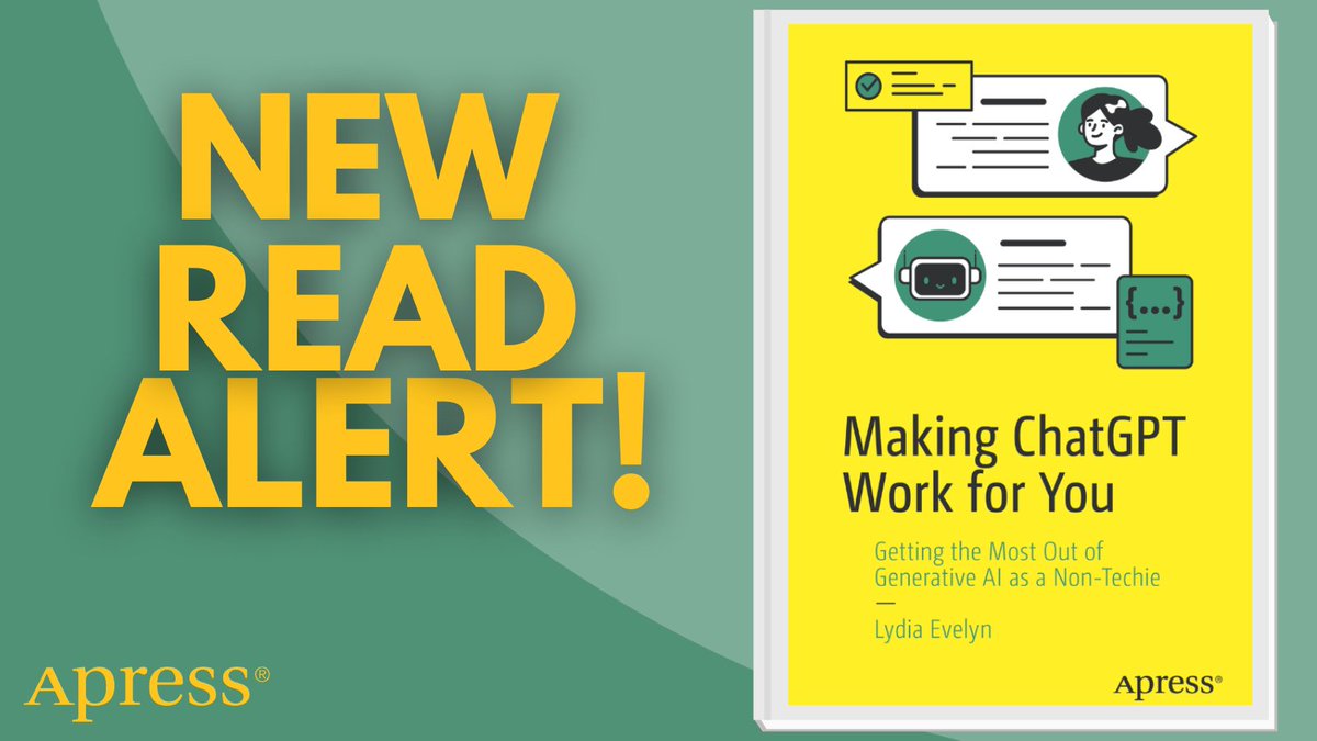 Apress's tweet image. 🎯 Want to use #ChatGPT for real tasks? This guide from Lydia Evelyn shows you how to:
🔹 Upload & analyze files
🔹 Create content for social media
🔹 Visualize data
🔹 Build landing page assets
Perfect for students, pros & creators! #AIProductivity #NoCodeAI 📚💡
🔗…