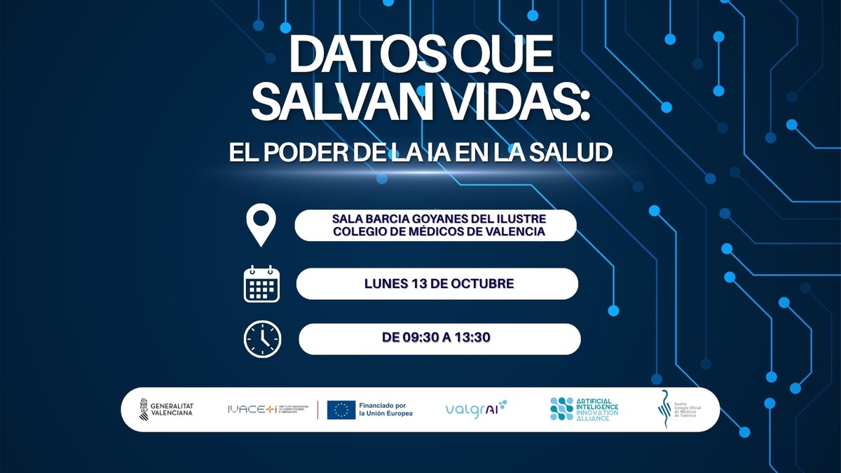 fvalgrai's tweet image. 🧠 ¡FALTAN TRES DÍAS PARA #DatosQueSalvanVidas!

📈 Organizado por #ValgrAI y @IICOMV, el evento va dirigido a profesionales sanitarios y académicos para analizar el impacto de la #IA en el ámbito de la Salud

¡Ya puedes consultar la programación! 👀

🔗 bit.ly/46FcjdF
