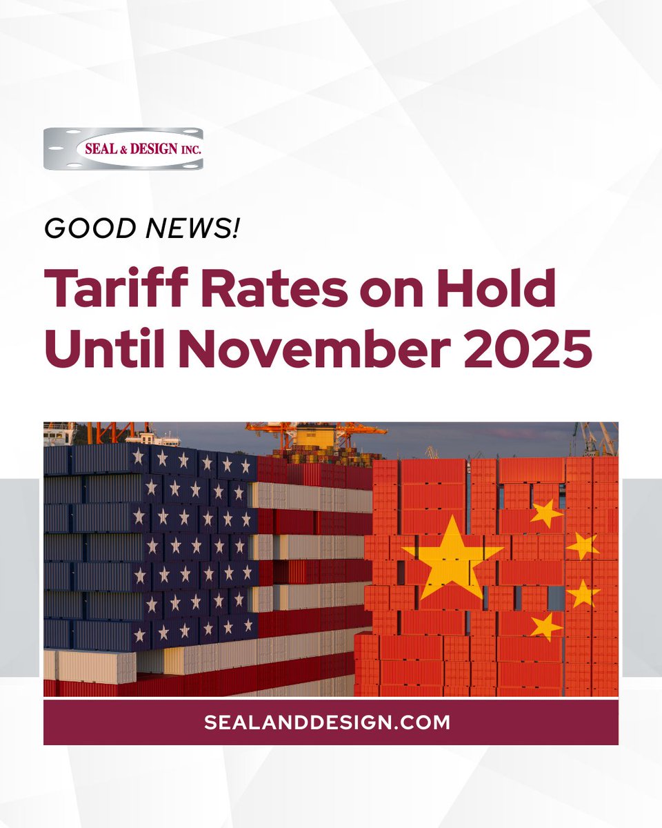 Good news! 

Tariff rate changes on products we import from China are on hold until November. That said, adjustments could happen at any time. We’ll keep you posted so you can plan appropriately.

Get updates from Seal &amp; Design: hubs.li/Q03KwBHD0

#Tariffs