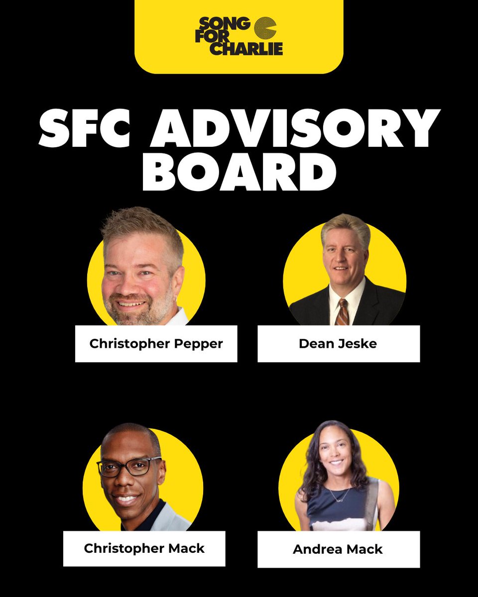 SongforCharlie's tweet photo. 📢 Meet our founding Advisory Board! We’re grateful for these experts who’ve already made a big impact on our mission. Their guidance will continue to shape our programs and content.

https://t.co/Dej2fGcSfo https://t.co/aLOyfGDmxz