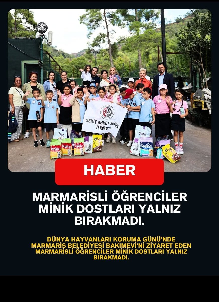 4 Ekim Hayvanları Koruma Günü'nde okulumuz  2 -I sınıfı ögrencileri  hayvan barınağına giderek minik dostlarımızı ziyaret etti .. onların mama ihtiyaçlarını giderip  bol bol  birlikte vakit geçirdiler 
<a href="/tcmeb/">Millî Eğitim Bakanlığı</a> <a href="/mugla_mem/">Muğla İl Millî Eğitim Müdürlüğü</a> <a href="/marmarisbeltr/">Marmaris Belediyesi</a> @marmaris_mem
<a href="/serapaksel/">serap aksel</a>