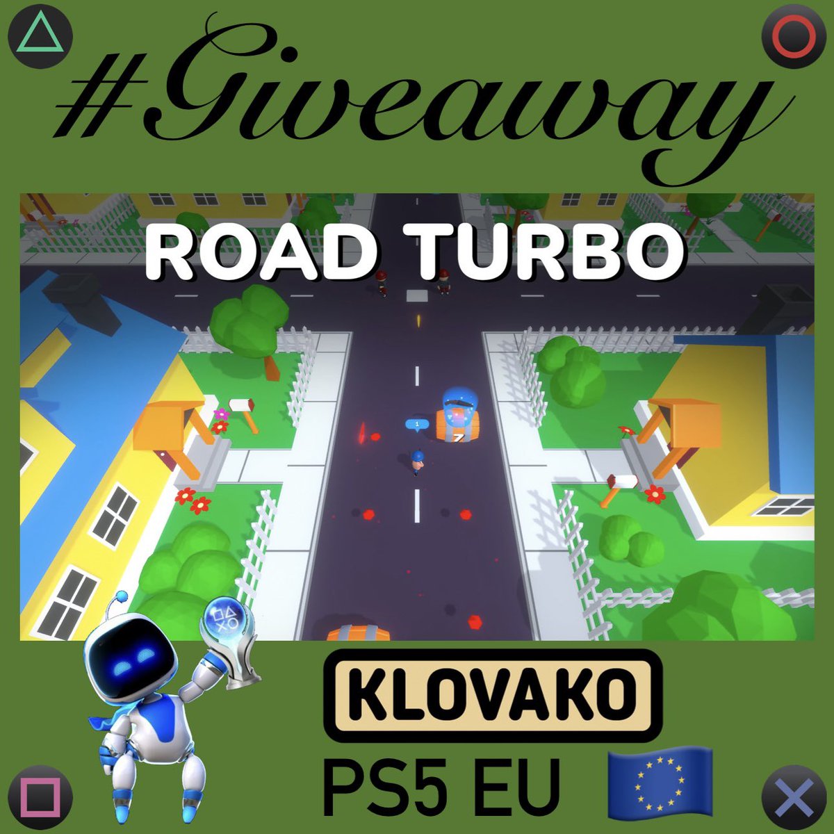 🎁 #Giveaway 🎮 Road Turbo
🗝️ 1x #PS5 🌐 🇪🇺 EU
🔁 Repost ❤️ Like 👤 Follow  
<a href="/PSN_Robert2567/">Robert2567</a> + <a href="/klovako/">Klovako</a> 
⏳ Winner in 48h → Good luck🍀
